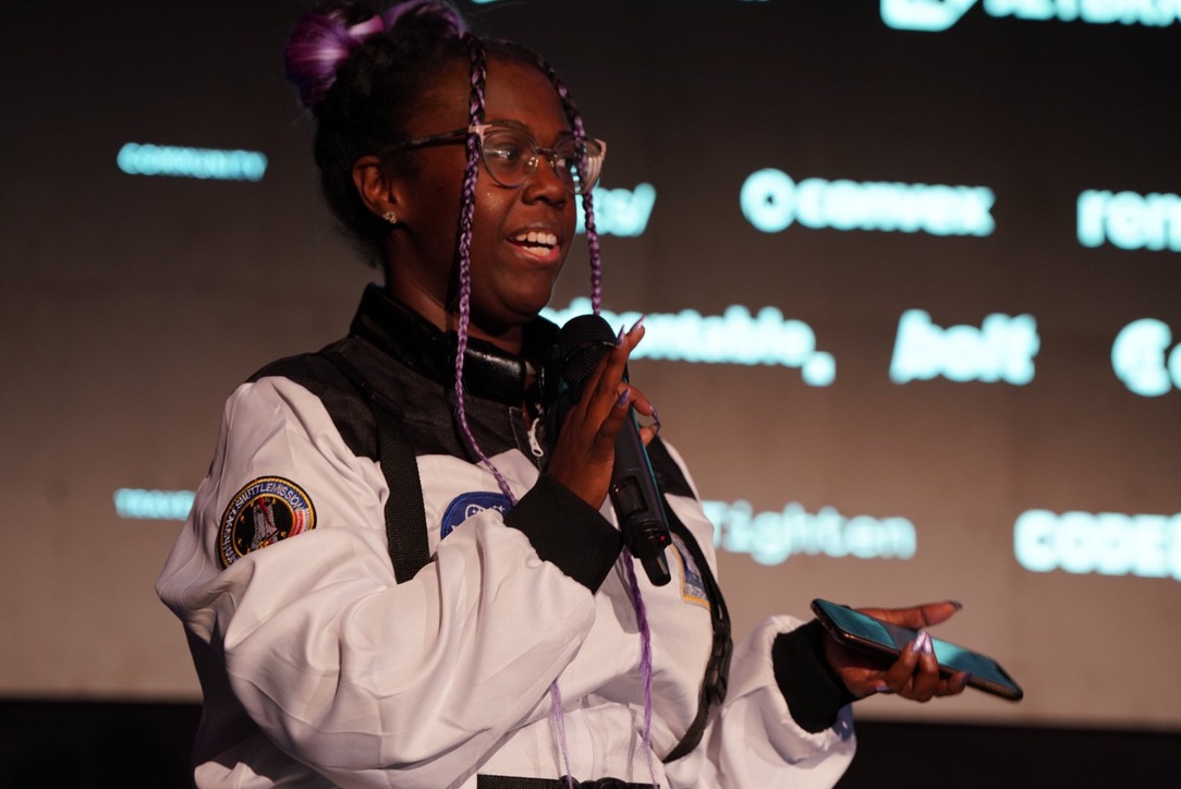 Bree emceeing at Epic Web Conf 2025